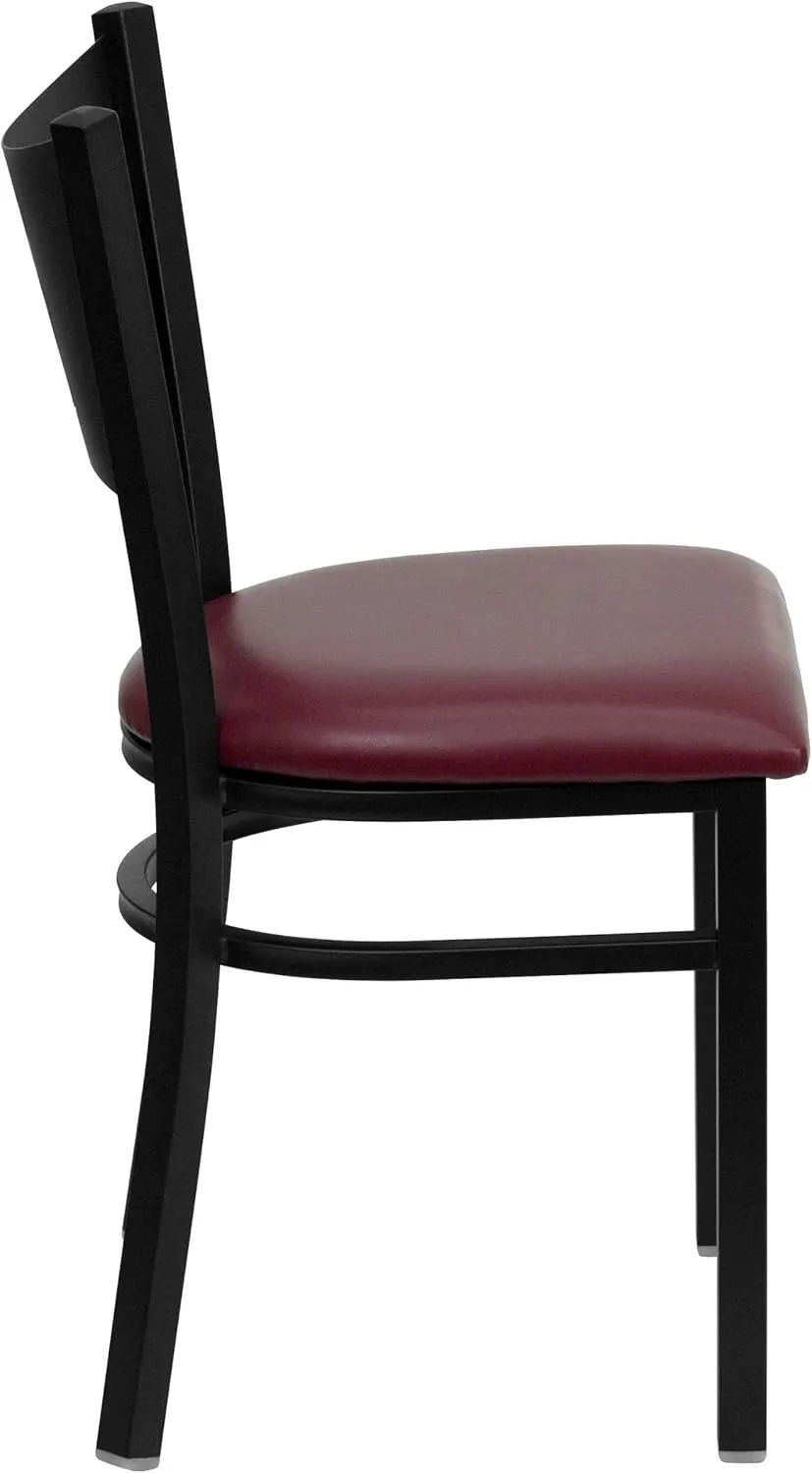 Flash Furniture HERCULES Series Black Coffee Back Metal Restaurant Chair - Burgundy Vinyl Seat