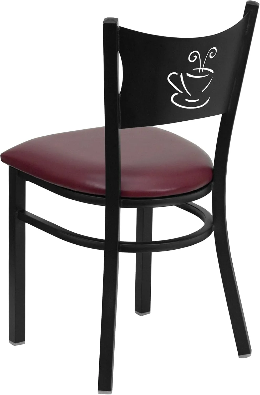 Flash Furniture HERCULES Series Black Coffee Back Metal Restaurant Chair - Burgundy Vinyl Seat