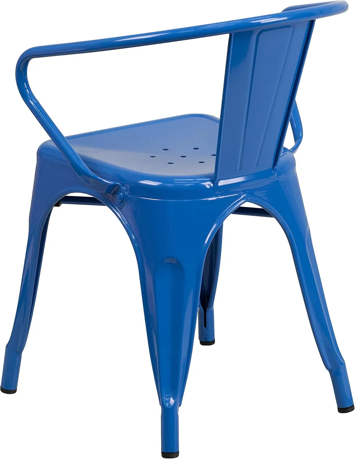Flash Furniture Luna Commercial Grade Blue Metal Indoor-Outdoor Chair with Arms