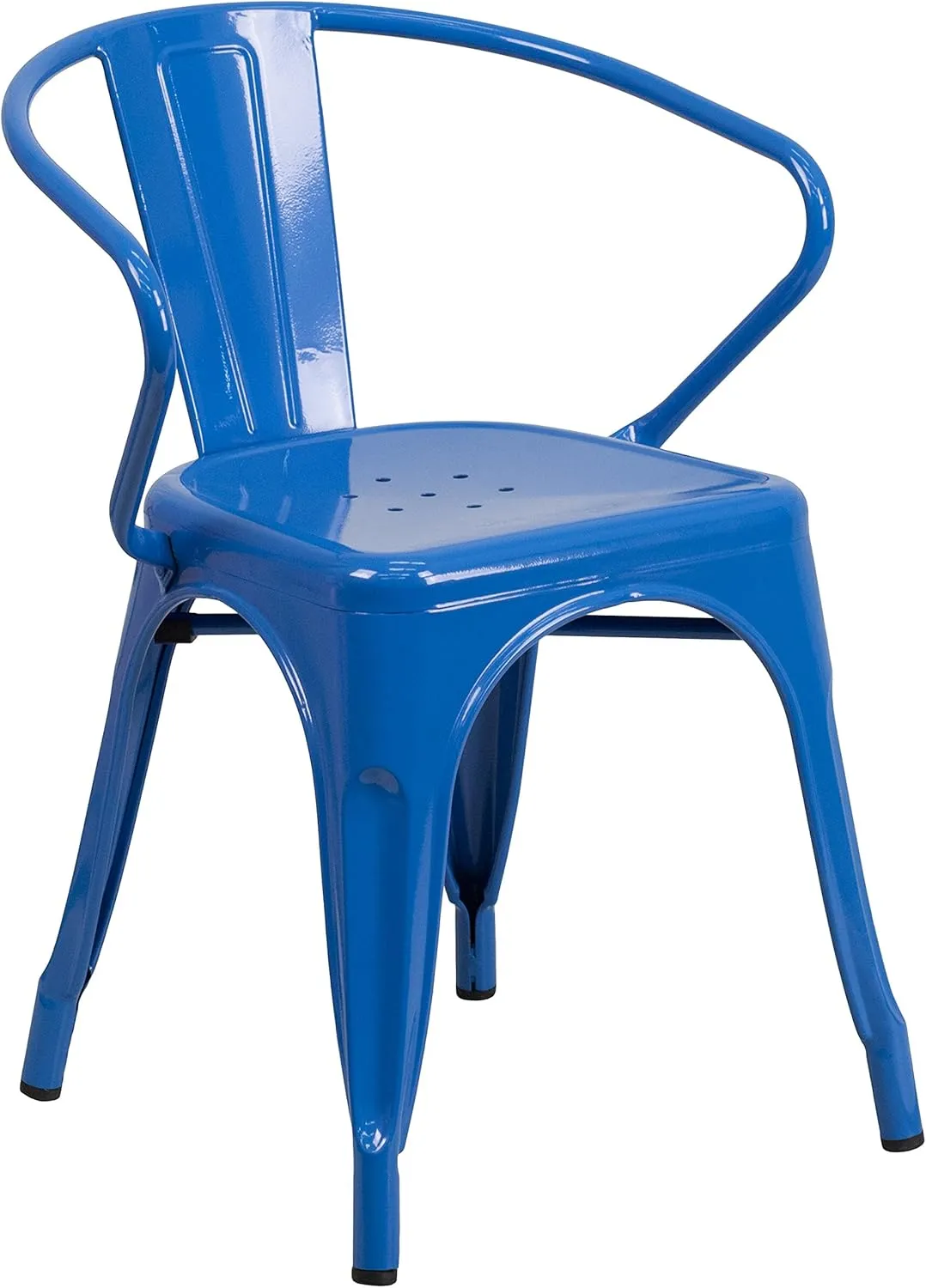 Flash Furniture Luna Commercial Grade Blue Metal Indoor-Outdoor Chair with Arms