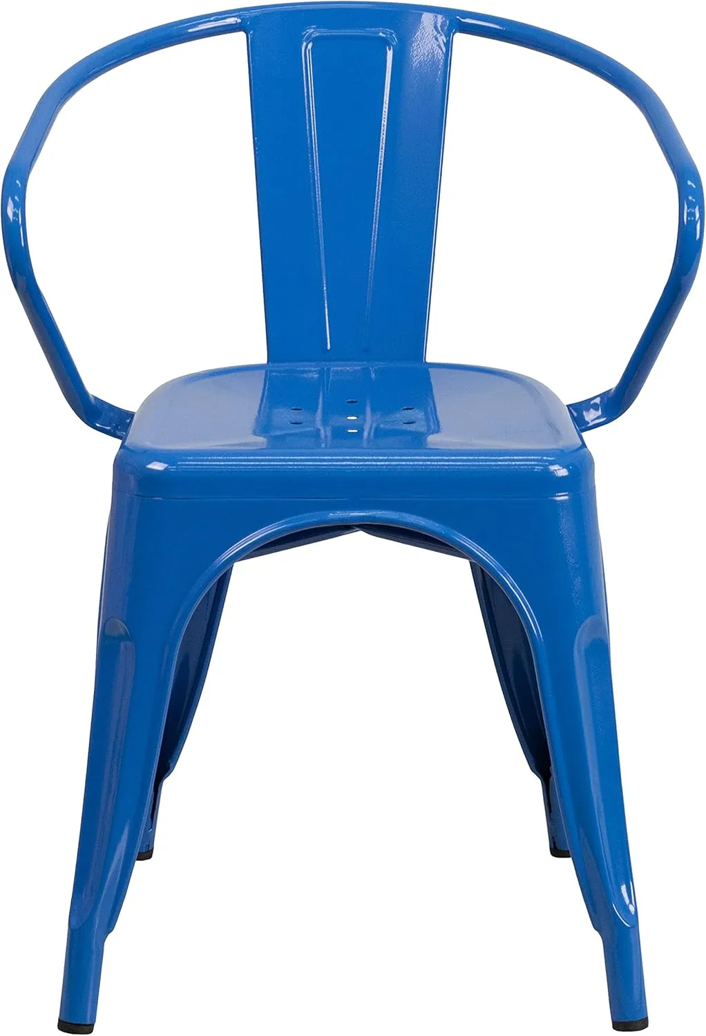 Flash Furniture Luna Commercial Grade Blue Metal Indoor-Outdoor Chair with Arms