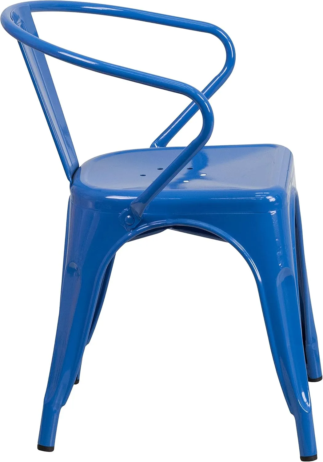 Flash Furniture Luna Commercial Grade Blue Metal Indoor-Outdoor Chair with Arms