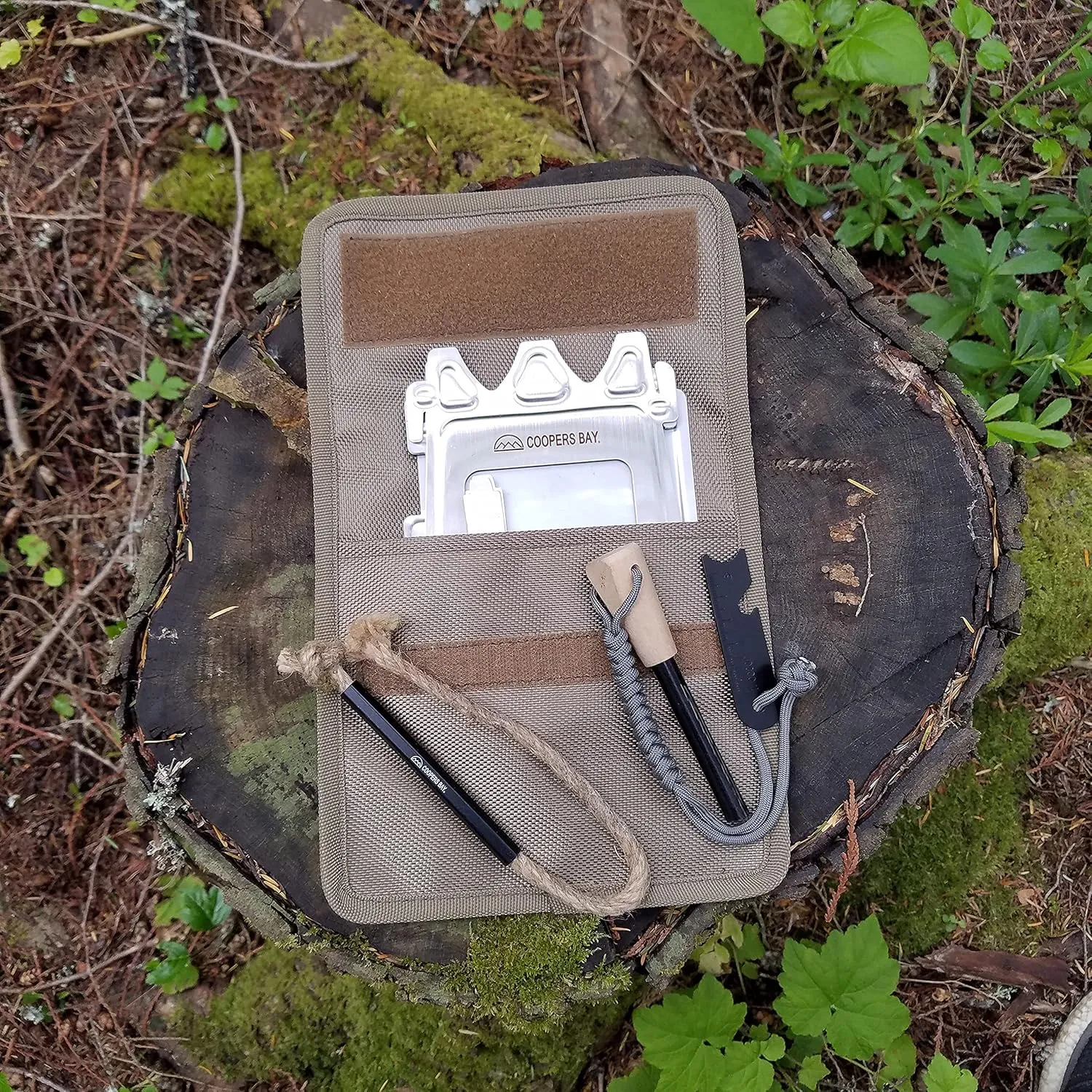 Flatpack Stove/Firestarter Package - Includes Twig Stove, Ferro Rod and FireWick Tinder - Complete Lightweight Backpacking Stove Kit (Stainless Steel)