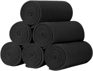 Fleece Throw Blankets Lightweight Warm Soft Cozy Pet-Friendly Bulk Fleece Throw Blanket Kids Solid for Home Bed, Sofa,Office, Gifts (Pack of 6-50 x 60 inch,Black)