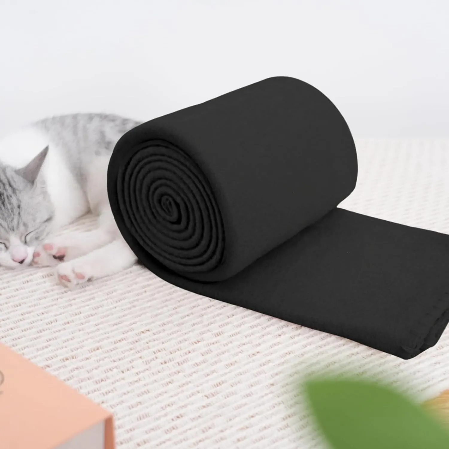 Fleece Throw Blankets Lightweight Warm Soft Cozy Pet-Friendly Bulk Fleece Throw Blanket Kids Solid for Home Bed, Sofa,Office, Gifts (Pack of 6-50 x 60 inch,Black)