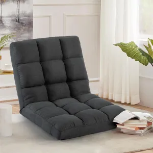Floor Chair with Back Support with 6 Adjustable Position, Recliner, Folding Gaming, Meditation Chair for Adults (Grey)
