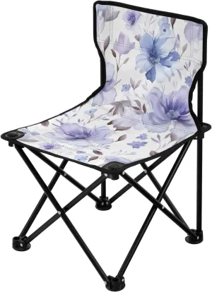 Floral Purple White Flowers Folding Portable Camping Chairs for Women and Men Lightweight Travel Chairs Ergonomically Designed Camping Essentials for Cooking Picnic Camp Travel