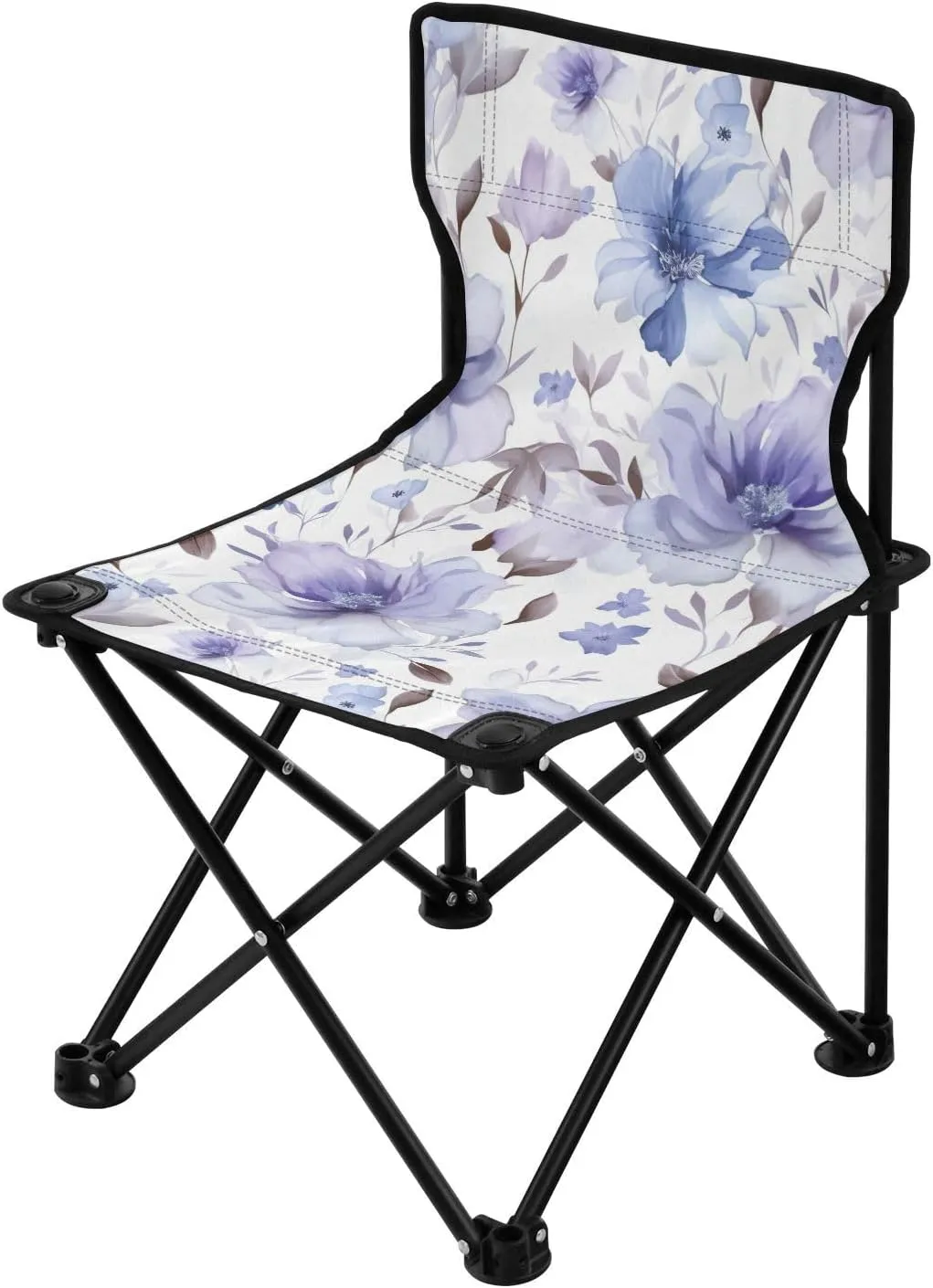 Floral Purple White Flowers Folding Portable Camping Chairs for Women and Men Lightweight Travel Chairs Ergonomically Designed Camping Essentials for Cooking Picnic Camp Travel