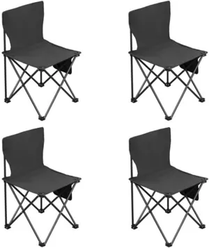 Foldable Camping Chairs, Portable Rocker Chairs with Carrying Bag & Side Pockets, Folding & Lightweight Camping Chair for Patio, Fishing, Beach, Lawn, Travel, Black, 4 Pack