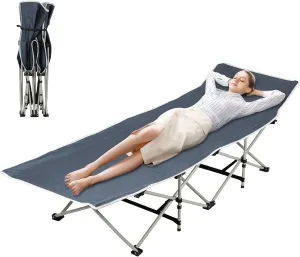 Foldable Camping Cot,Ultralight Cot Bed Folding Bed, Folding Chaise Lounge Chair Portable Sleeping Cot for Camp Office Use