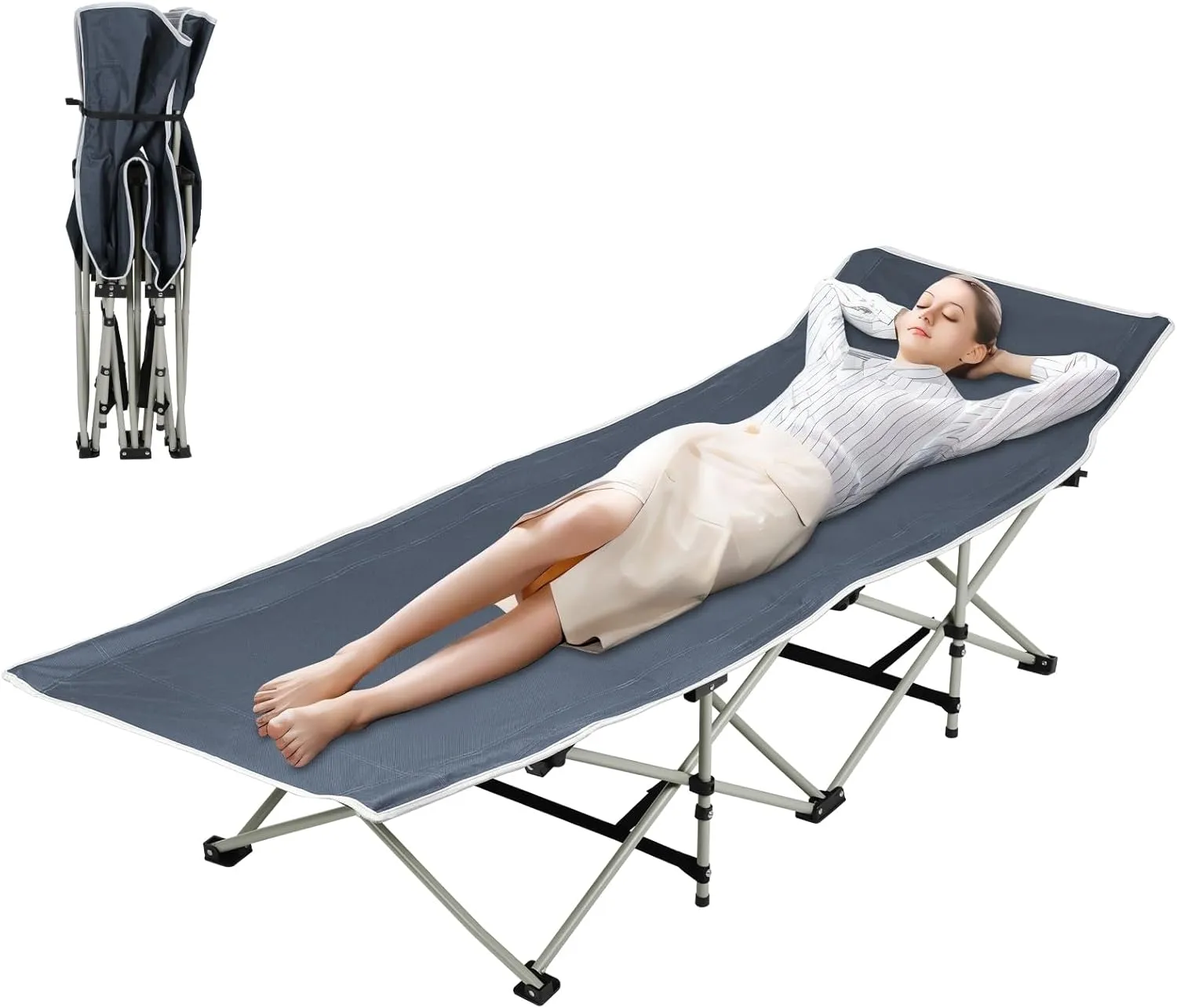 Foldable Camping Cot,Ultralight Cot Bed Folding Bed, Folding Chaise Lounge Chair Portable Sleeping Cot for Camp Office Use
