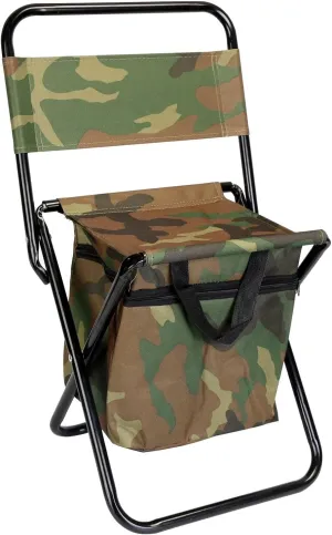 Foldable Fishing Chair with Backrest Built-in Cooler Bag Portable Handle Outdoor Lightweight Fishing Stool for Camping Hiking Hunting