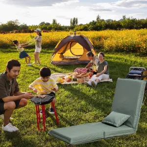 Foldable Portable Chair with Adjustable Recliner for Outdoor Travel, Lightweight and Compact Design, Light Green