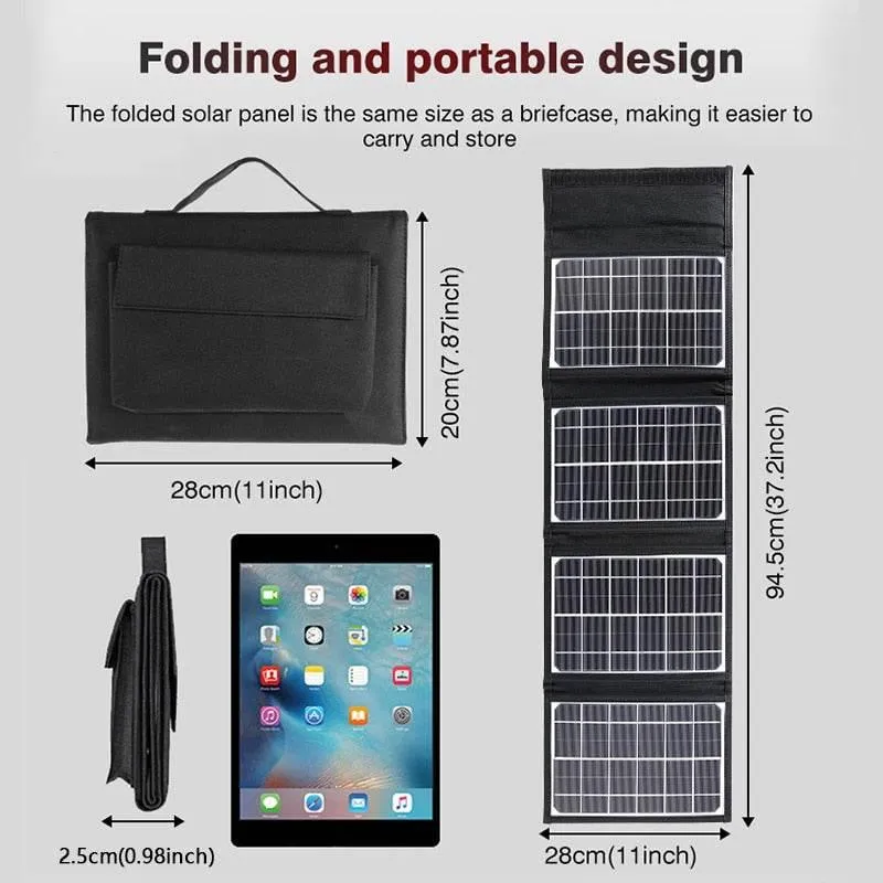 Foldable Solar Power Bank - Portable Travel Charger