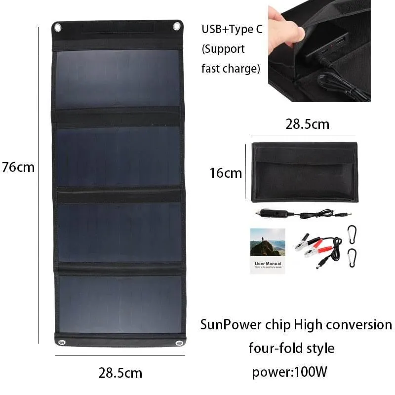 Foldable Solar Power Bank - Portable Travel Charger