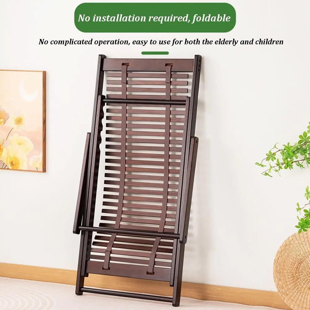 Folding Bamboo Recliner Chair for Home, Balcony, and Leisure, Comfortable Back Support, Ideal for Naps and Lunch Breaks