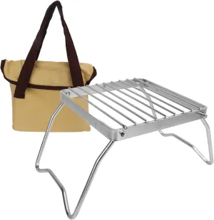 Folding Campfire Grill 304 Stainless Steel Collapsible Camping Stove Grate Rack Net for Barbecue Picnic Camping Backpacking