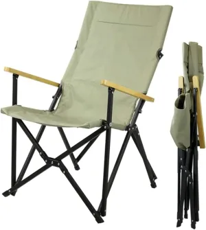 Folding Camping Chair Beach Chair Whit Wooden Armrest Outdoor Camping Leisure Seat Folding Aluminum Folding Recliner for Hiking Fishing Indoor Outdoor Folding Chair