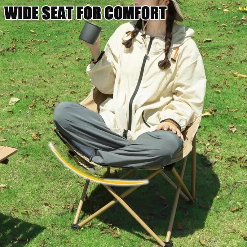 Folding Camping Chair, Portable Leisure Chair, Comfortable Collapsible Lawn Chair, Lightweight Oxford Cloth Beach Chair with Handbag(Brown)