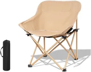 Folding Camping Chair, Portable Leisure Chair, Comfortable Collapsible Lawn Chair, Lightweight Oxford Cloth Beach Chair with Handbag(Brown)