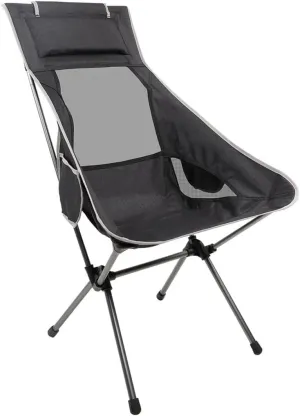 Folding Camping Outdoor High Back Camping Chair Portable Folding Seat with Mesh Backrest Camping Fishing Stool with Quilted Pillow Chairs Foldable(Black)