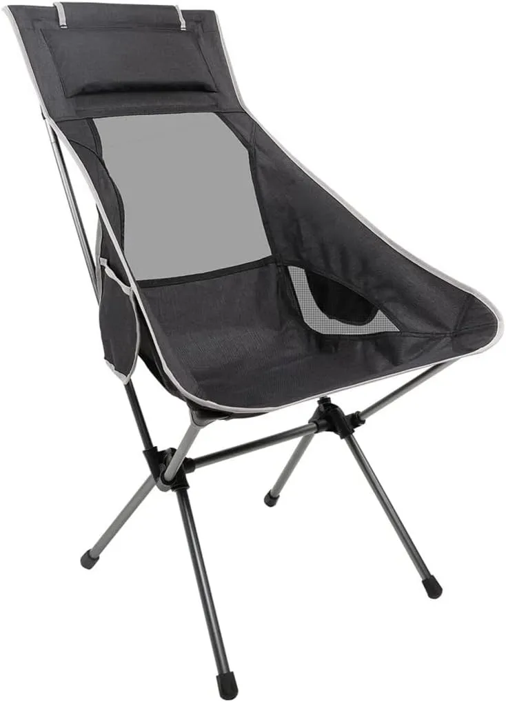 Folding Camping Outdoor High Back Camping Chair Portable Folding Seat with Mesh Backrest Camping Fishing Stool with Quilted Pillow Chairs Foldable(Black)