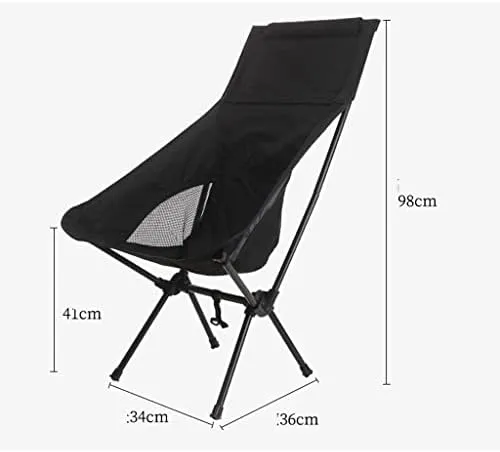 Folding Chair Portable Camping Fishing Bench Picnic Leisure Recliner Camping Chair(Color:Black)