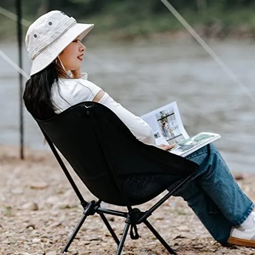 Folding Chair Portable Camping Fishing Bench Picnic Leisure Recliner Camping Chair(Color:Black)