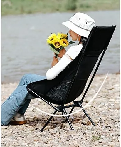 Folding Chair Portable Camping Fishing Bench Picnic Leisure Recliner Camping Chair(Color:Black)