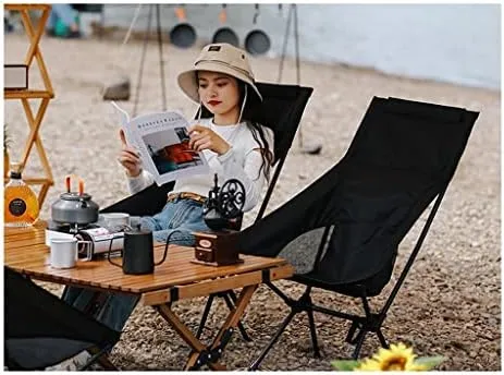 Folding Chair Portable Camping Fishing Bench Picnic Leisure Recliner Camping Chair(Color:Black)