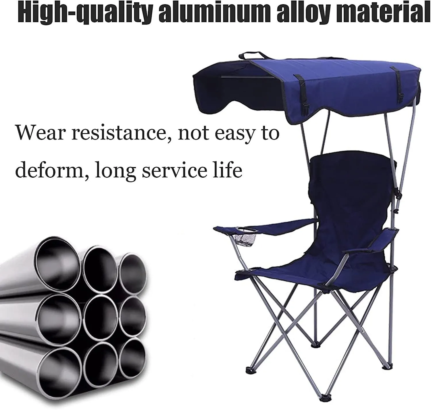 Folding Chairs Camping Chair with Shade Canopy Chair, Folding Recliner, Adjustable Outdoor Beach Lightweight Sunshade Folding Chairs Portable Camping Chair(A)