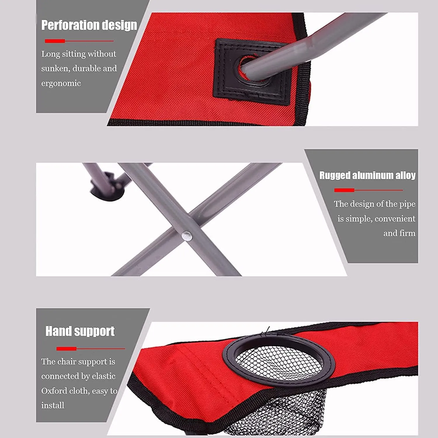 Folding Chairs Camping Chair with Shade Canopy Chair, Folding Recliner, Adjustable Outdoor Beach Lightweight Sunshade Folding Chairs Portable Camping Chair(Red)