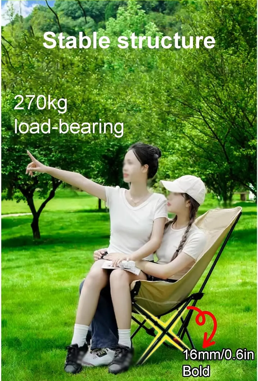 Folding Chairs for Outside, Three-Level Adjustable Height with backrest, Comfortable and Widened Folding seat, Camping Chairs, Portable Recliner, Beach Fishing Picnic Chair(Large)