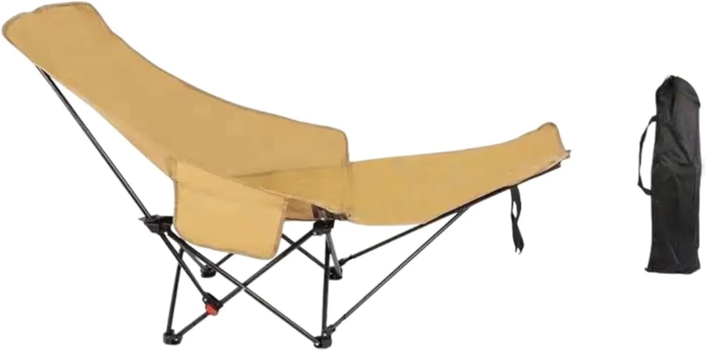 Folding Lounge Chair Recliner with Carry Bag 3 Gear Adjustable Angle Lounger Reclining Chair for Park Pool Picnic Lawn, Khaki