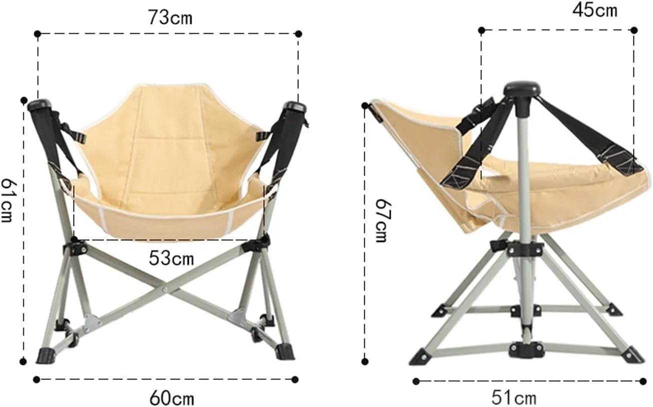 Folding Outdoor Chair Camping Hammock Chair Camp Chair Accessories with Backrest Recliner Garden Chair for Traveling Rocking, Beige and L