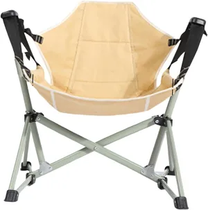 Folding Outdoor Chair Camping Hammock Chair Camp Chair Accessories with Backrest Recliner Garden Chair for Traveling Rocking, Beige and L
