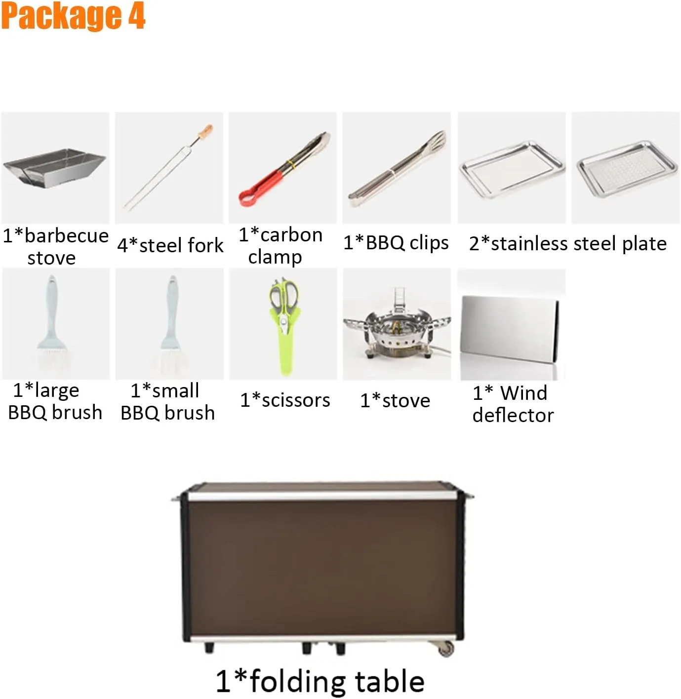 Folding Portable Grill Table w/37'' Main Tabletop,Aluminum Quick Set-up,Outdoor Kitchen Food Prep Station for Picnic Camping (Package 4)
