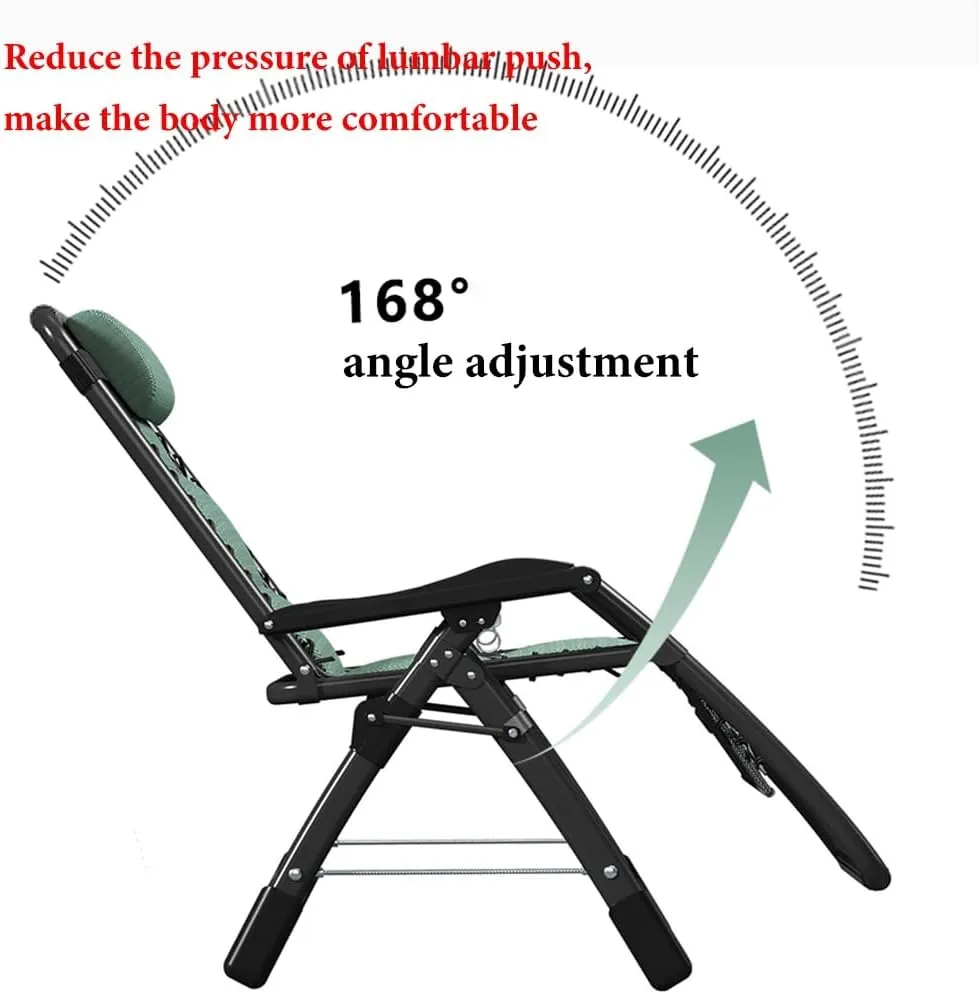 Folding Recliner Chair 3 in 1, Chairs Indoor Outdoor Beach Chair Lounger Deck Chairs Folding 168° Angle Adjustment, Lying Down Camping Recliner (/Green