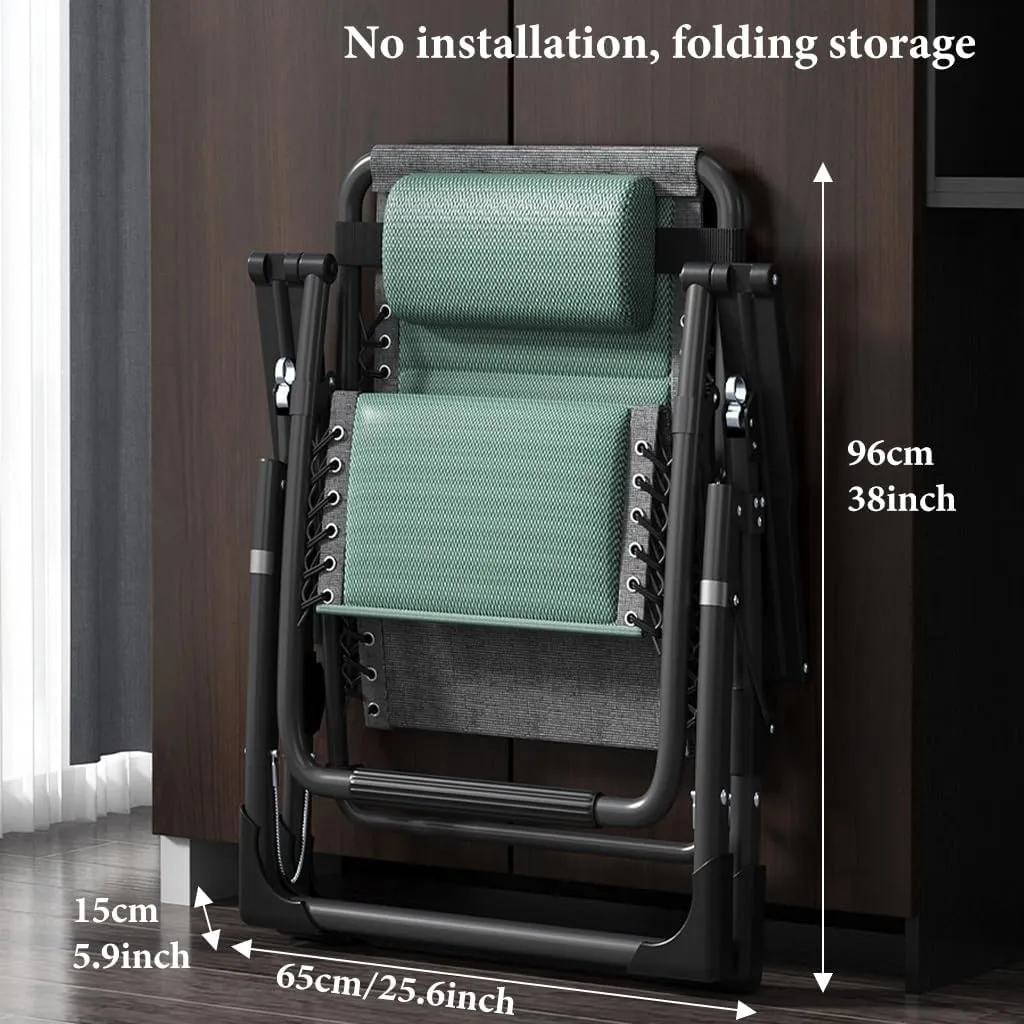 Folding Recliner Chair 3 in 1, Chairs Indoor Outdoor Beach Chair Lounger Deck Chairs Folding 168° Angle Adjustment, Lying Down Camping Recliner (/Green