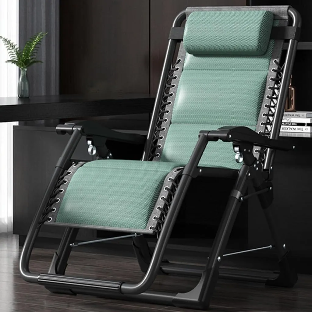Folding Recliner Chair 3 in 1, Chairs Indoor Outdoor Beach Chair Lounger Deck Chairs Folding 168° Angle Adjustment, Lying Down Camping Recliner (/Green