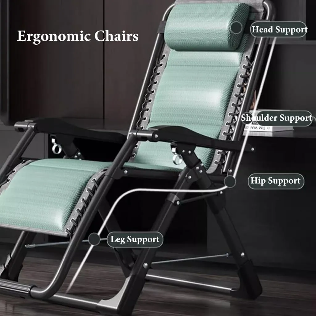 Folding Recliner Chair 3 in 1, Chairs Indoor Outdoor Beach Chair Lounger Deck Chairs Folding 168° Angle Adjustment, Lying Down Camping Recliner (/Green