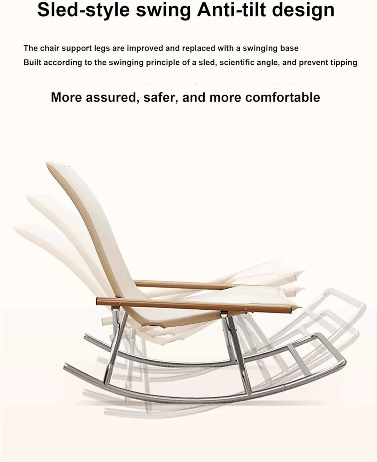 Folding Rocking Camping Chair,Oversized Lawn Chairs,Portable Lazy Sofa Chair,Freestyle Rocker Recliner Chair,Beach Chair,Lightweight for Indoor & Outdoor,Terrace,Garden(Black and white stripes)