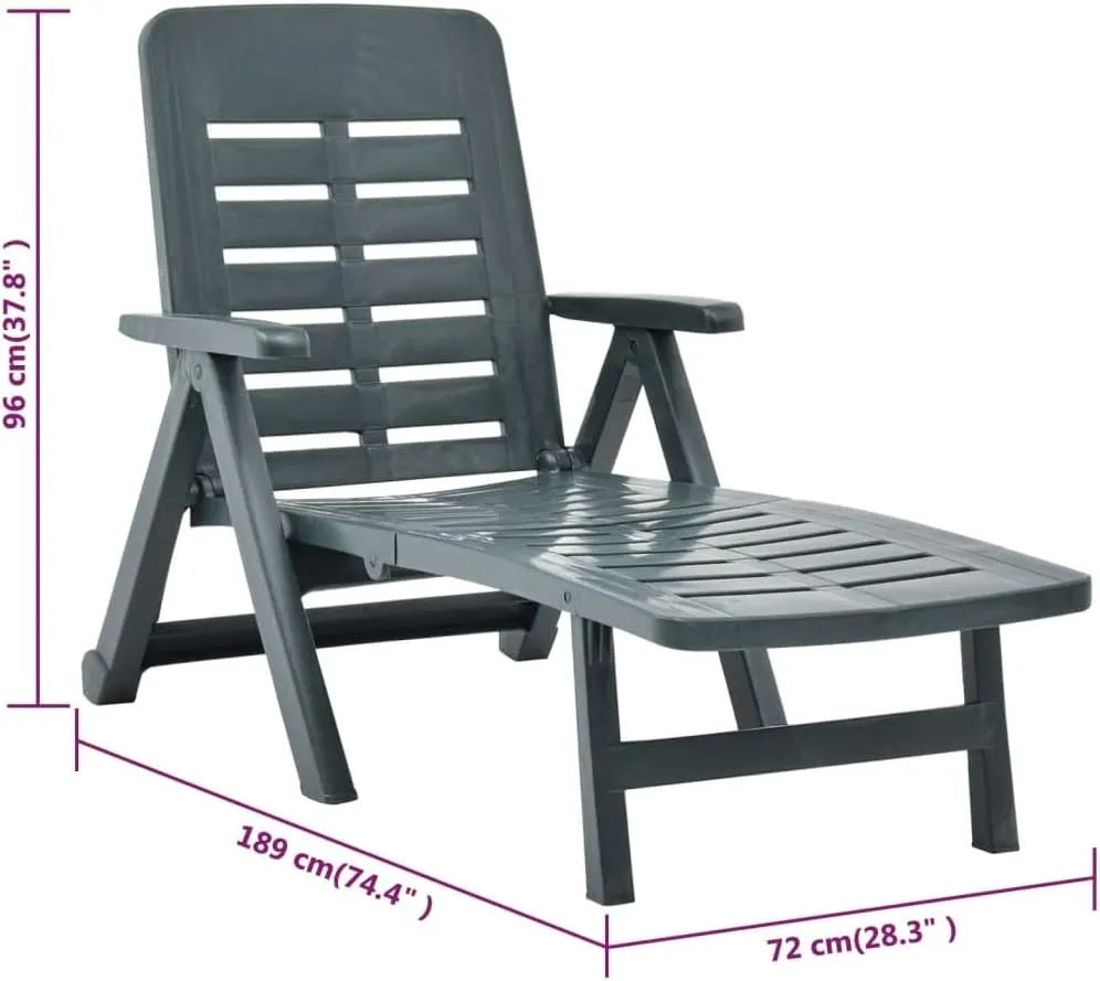 Folding Sun Lounger Plastic Greenpatio Recliner Tanning Chair Camping chairsSuitable for Garden Courtyard