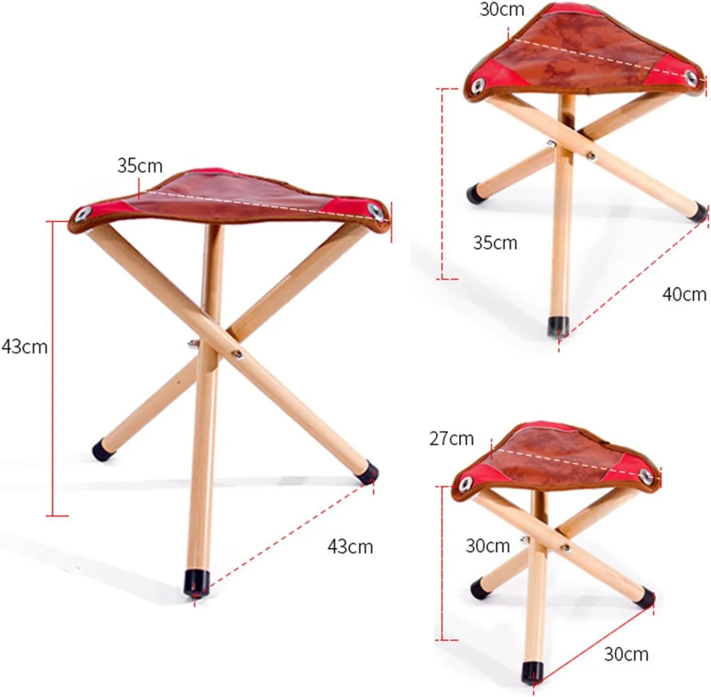 Folding Three Legged Stool Portable Camping Stool Mountaineering Tri-Leg Stool Folding Tripod Stool Outdoor Lightweight Fishing Chair Folding Stool(35x30cm)