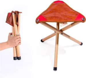Folding Three Legged Stool Portable Camping Stool Mountaineering Tri-Leg Stool Folding Tripod Stool Outdoor Lightweight Fishing Chair Folding Stool(35x30cm)