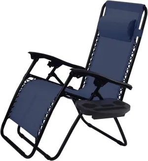 Folding Zero Gravity Reclining Textilene Lounge Chairs, Outdoor Adjustable Patio w/Pillows & Cup Holder Trays for Backyard, Beach, Poolside (NY)