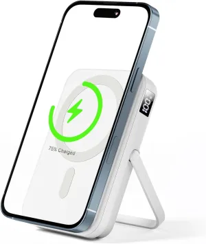 for Magsafe Battery Pack, 10000mAh Magnetic Charger with Stand for iPhone, USB-C 22.5W Fast Charging Wireless Portable Charger, Magnetic Power Bank for iPhone 16/15/14/13/12 Series - White