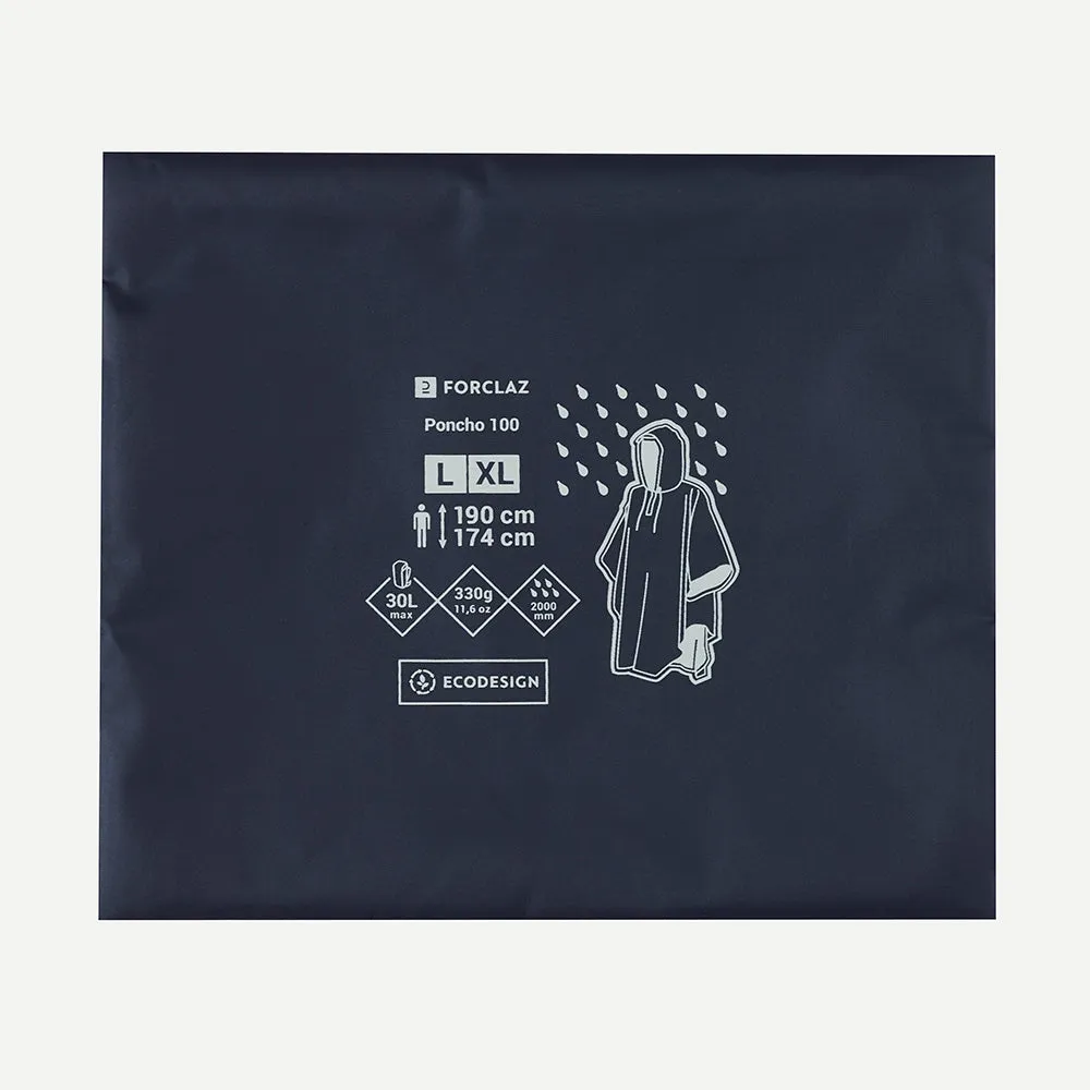 Forclaz Trek 100 Hiking Waterproof Poncho Blue