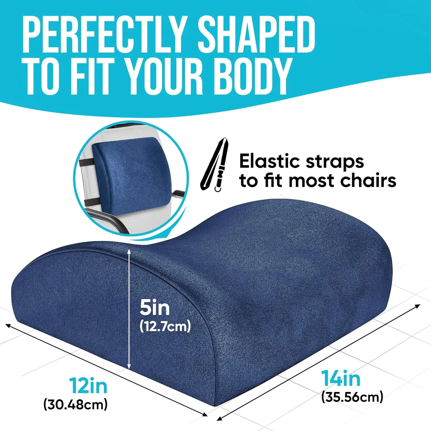 FORTEM Lumbar Support Cushion, Back Support for Office Chair and Car Seat, Back Rest for Gaming Chair, Memory Foam Pillow, Desk Chair Cushion, Breathable & Washable Cover, Adjustable Straps
