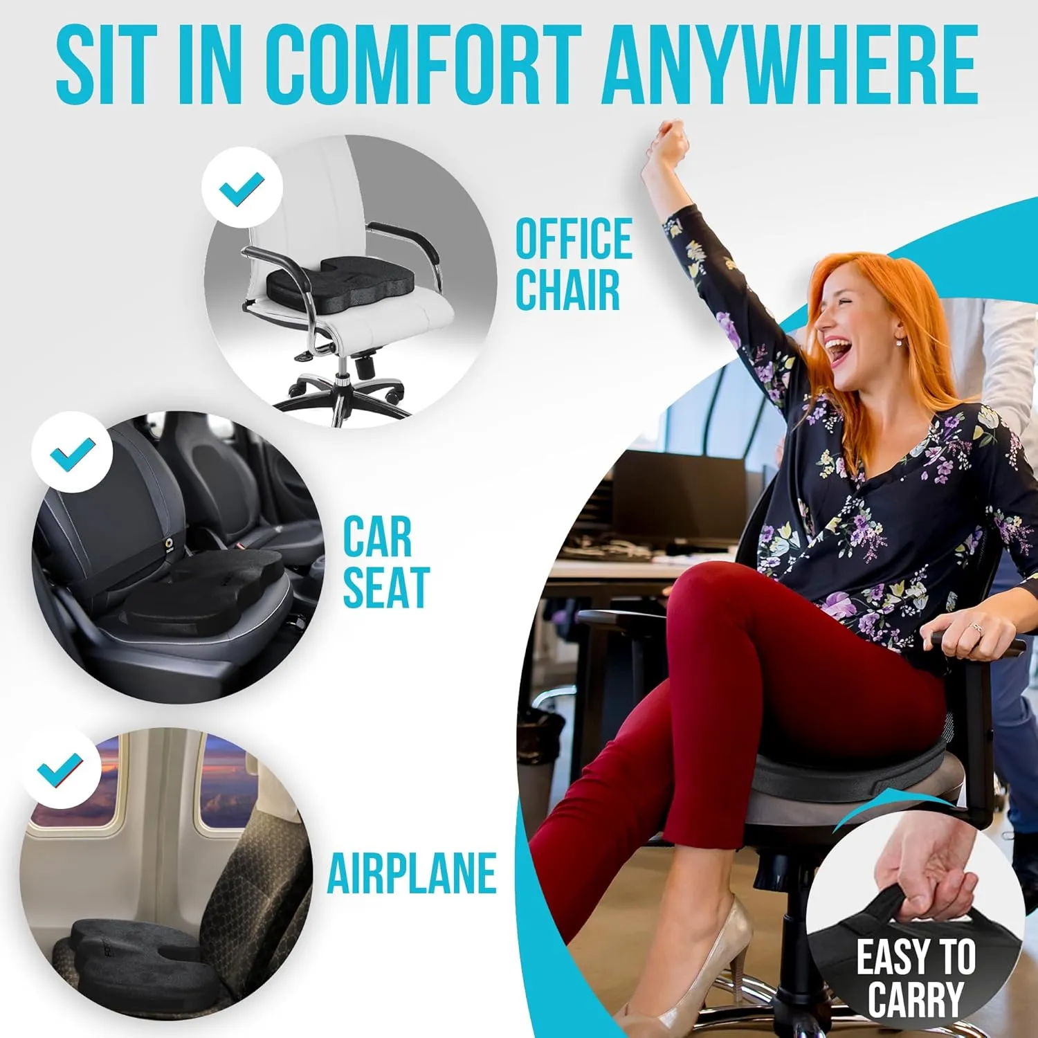FORTEM Office Chair Cushion and Back Support for Office Chair, Lumbar Support Pillow, Memory Foam, Non Slip Sitting and Back Rest for Gaming, Car Seat Cushion, Chair Pad, XL